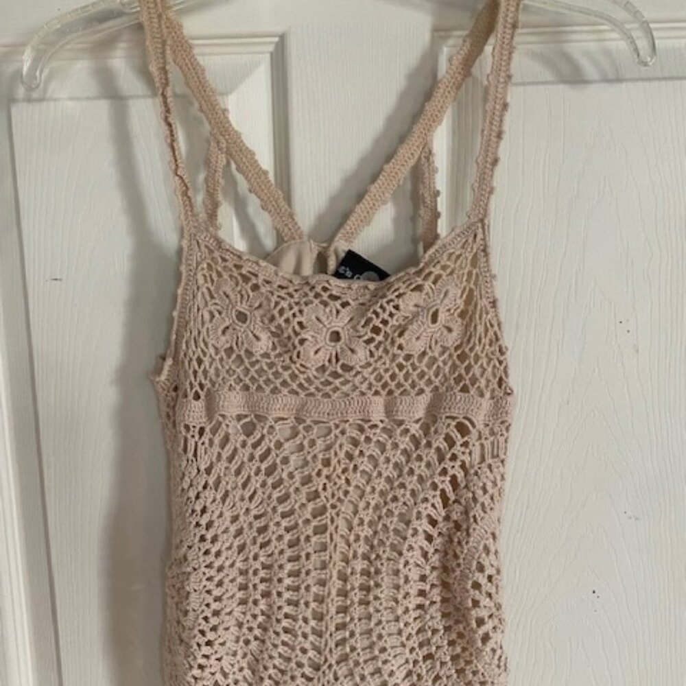 It's Our Time Crochet Top Beige Women's Size S